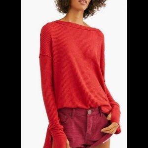 🎉HP🎉Free People Oversized North Shore Thermal Long-Sleeved Thumb Hole Top